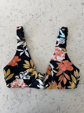Roxy Floral Tie-Front Bikini Top
